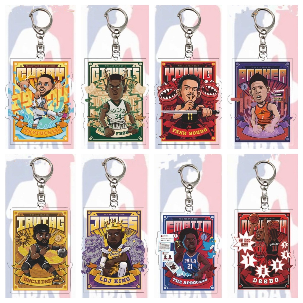 NBA Acrylic Key Chain Basketball Transparent Keyring Hanging Up ...