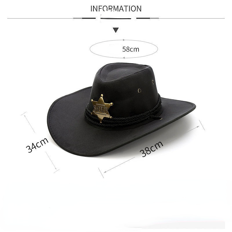 Western Cowboy Hat Retro Sheriff Sheriff Badge Hat Riding Travel ...