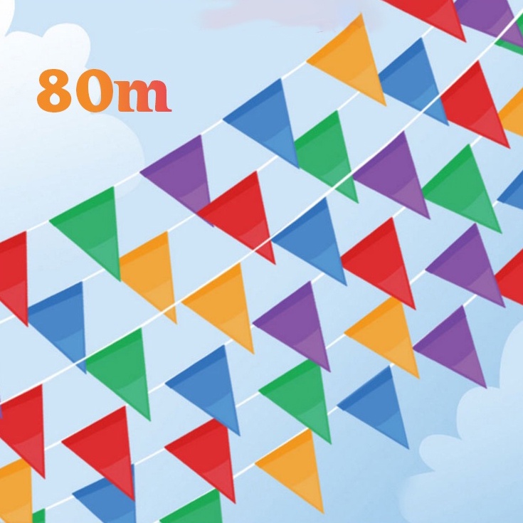 Nylon Fabric 80M Triangle Flags Decor Multicolored Bunting Banner ...