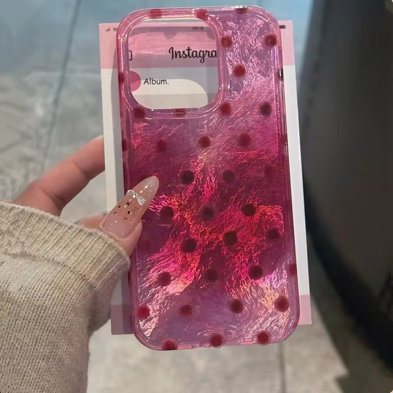 Raspberry Red Polka Dot Phone Case for IPhone 11 12 13 14 15 16 Pro Max ...