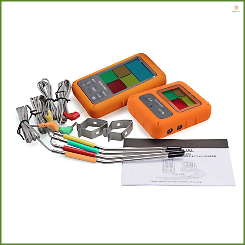 Wireless Meat Thermometer with 4 Probes 328Ft Long Range Colorful LCD
