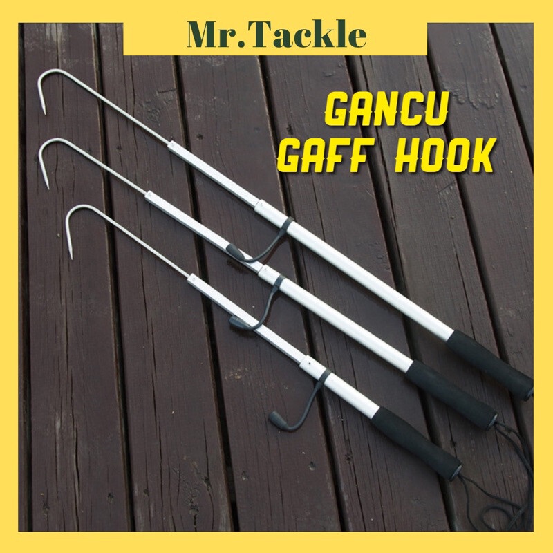MR.T】Gancu Ikan 60cm/90cm/120cm Telescopic Stainless Aluminium Gaff Fishing  Tackle Kayak Fishing Hook Gripper Pancing