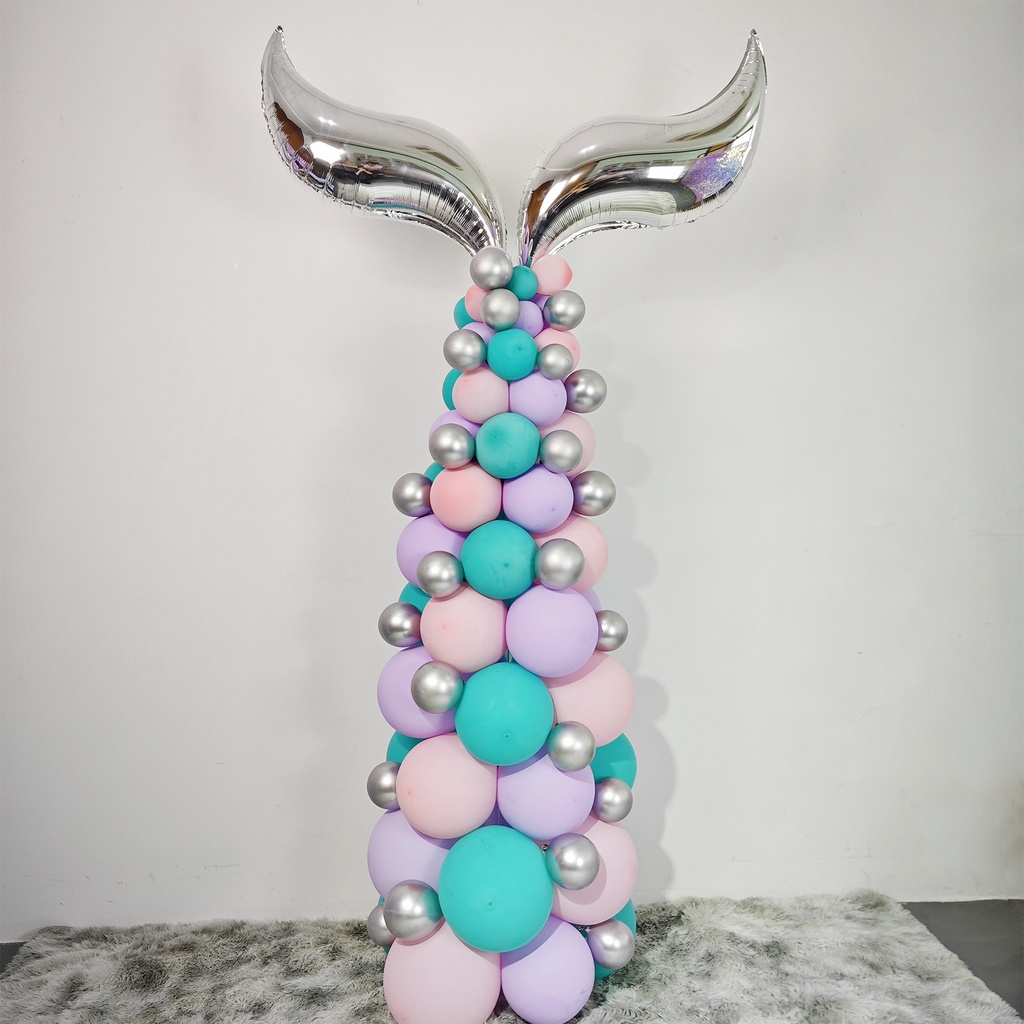 Universal balloon column mermaid shape plus silver ball undersea