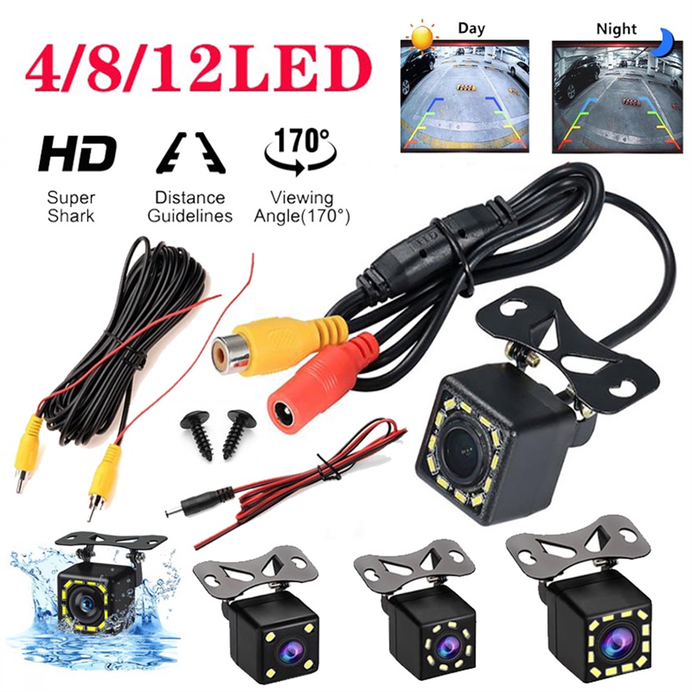 4/8/12LED Backup Camera Car Rear View Camera with Night Vision Full HD ...