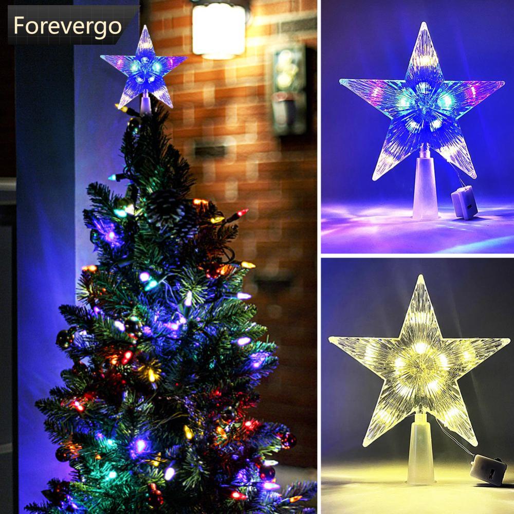 FOREVERGO 15cm Glowing Christmas Tree Topper Xmas Tree Transparent Star