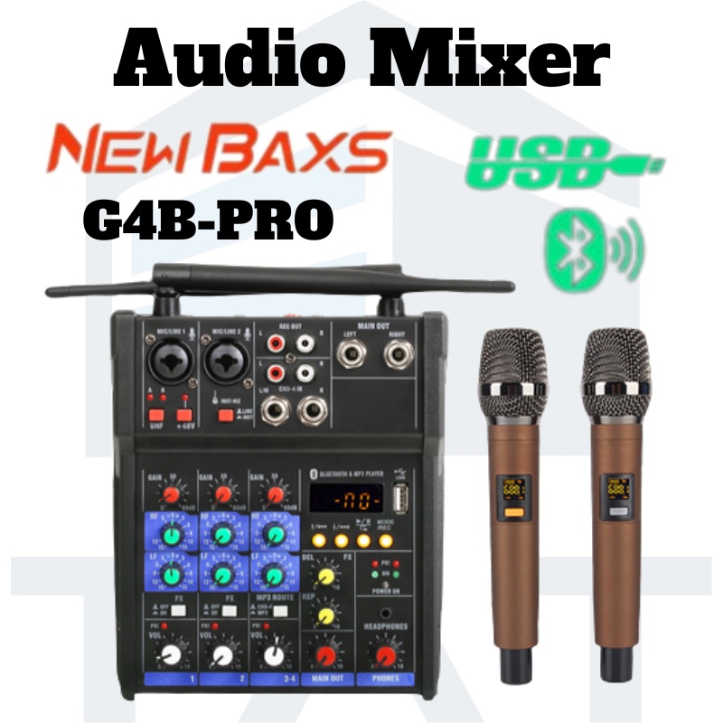 NEW BAXS G4B-PRO Professional Audio Mixer 4 channel small mixer Built ...