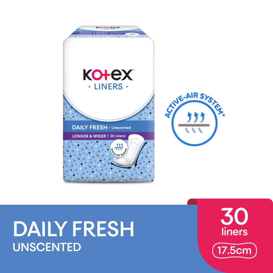 KOTEX Fresh Liners Longer & Wider Unscented 30s Shopee Malaysia