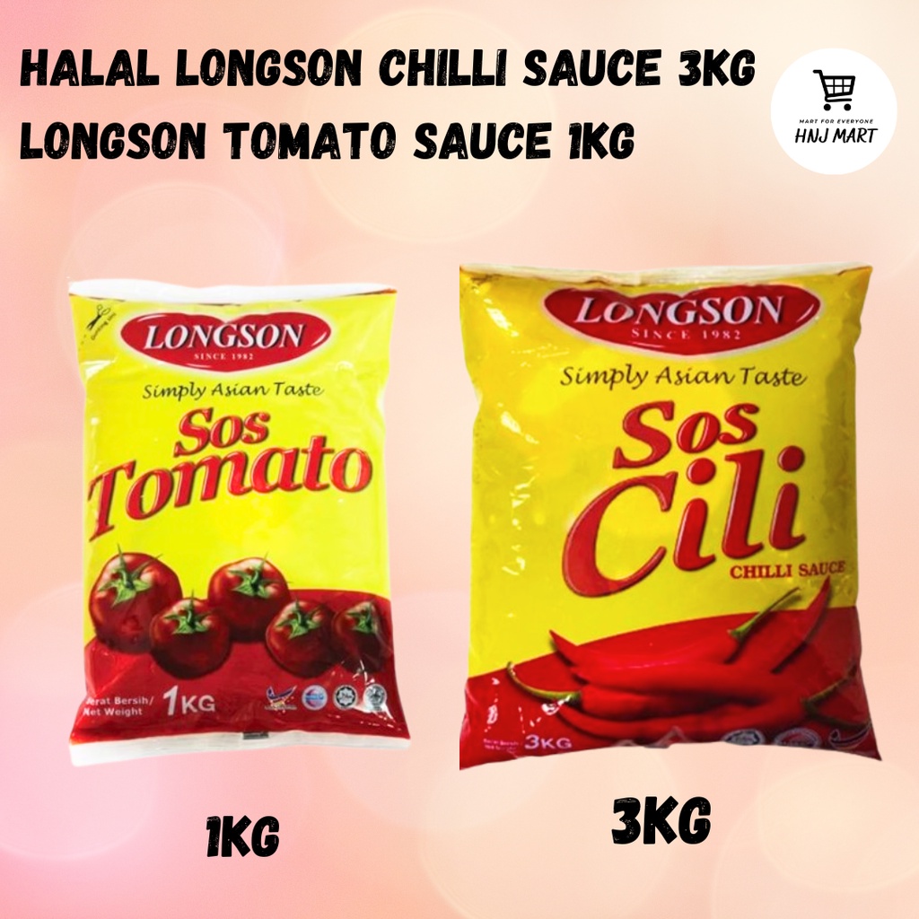HALAL LONGSON CHILLI SAUCE 3KG / LONGSON TOMATO SAUCE 1KG / DIPPING ...