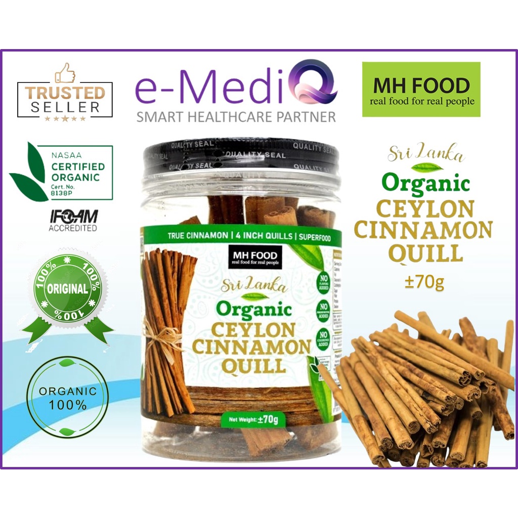 MH FOOD Sri Lanka Organic Ceylon Cinnamon Quill Stick ±70g / Ceylon