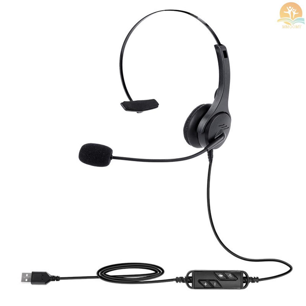 Single-Sided USB Corded Headset Call Center Monaural Headphone with ...