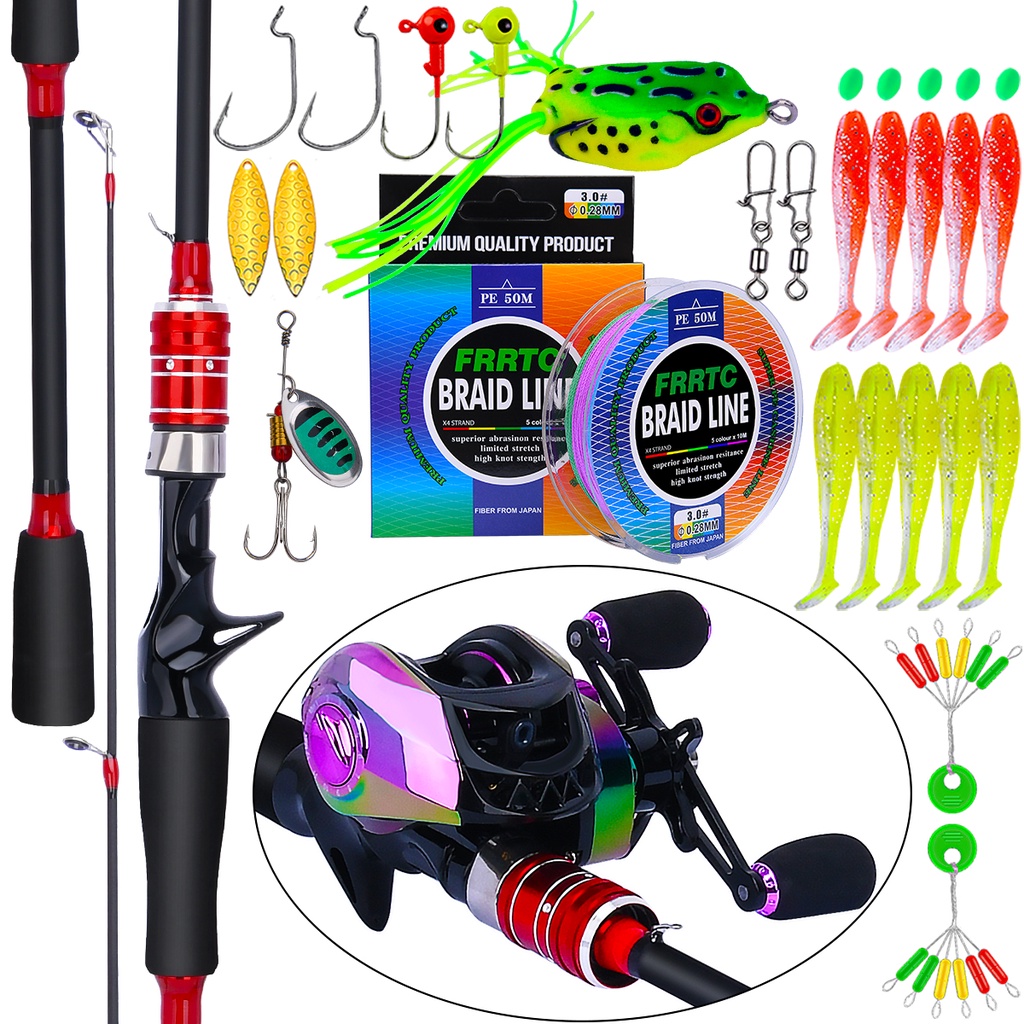 Fishing Full Set 1.65M/1.8M Casting Rod with 19+1 Baitcasting Fishing ...