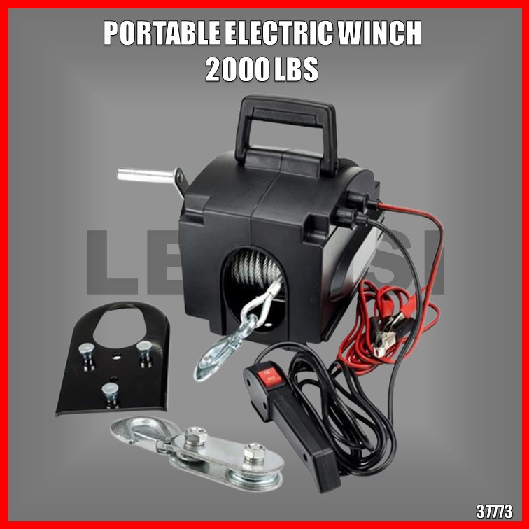 Portable Electric Winch 2000 LB Remote Towing Hitch Truck Trailer Boat 12Volt Electric