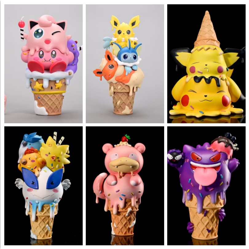 Pokemon Figure Ice Cream Gengar Dumb Beast Pikachu Figure Three Birds ...