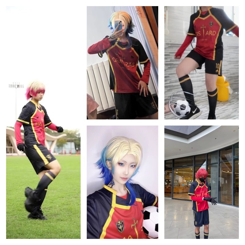 Anime Blue Lock Bastard Munchen Cosplay Costume Yoichi Isagi Red