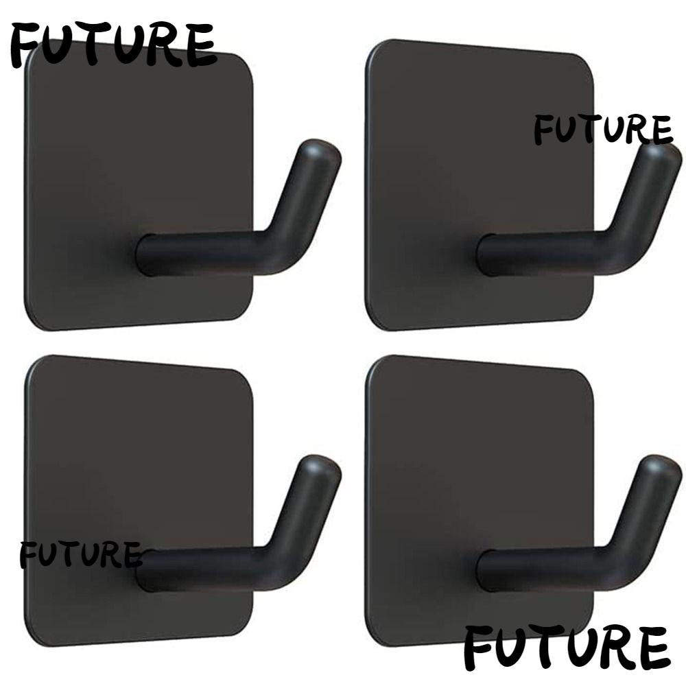 HLFUTU 4 Pack Wall Hangers, Matte Black Stainless Steel Adhesive Hooks