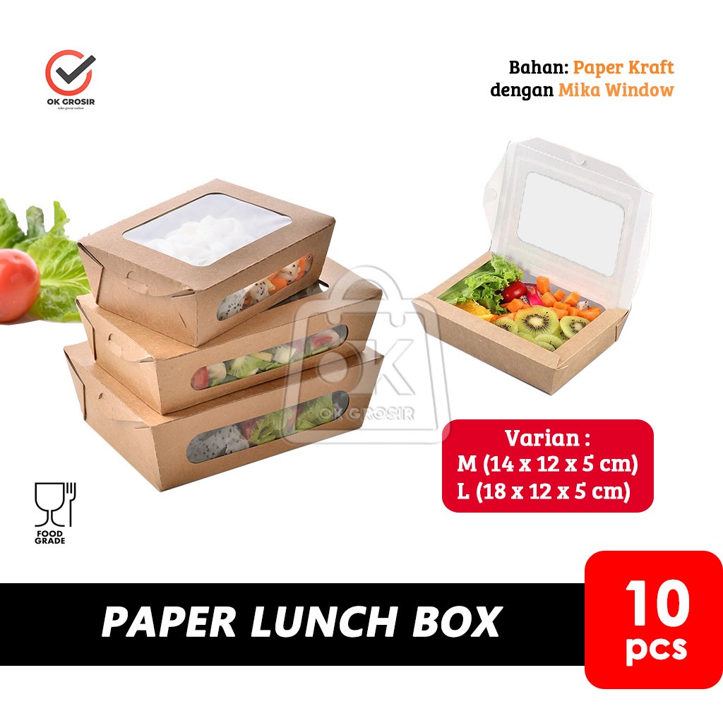 Lunch Box Paper Kraft BROWN Mica Window Lunch Box (1 pack Contains