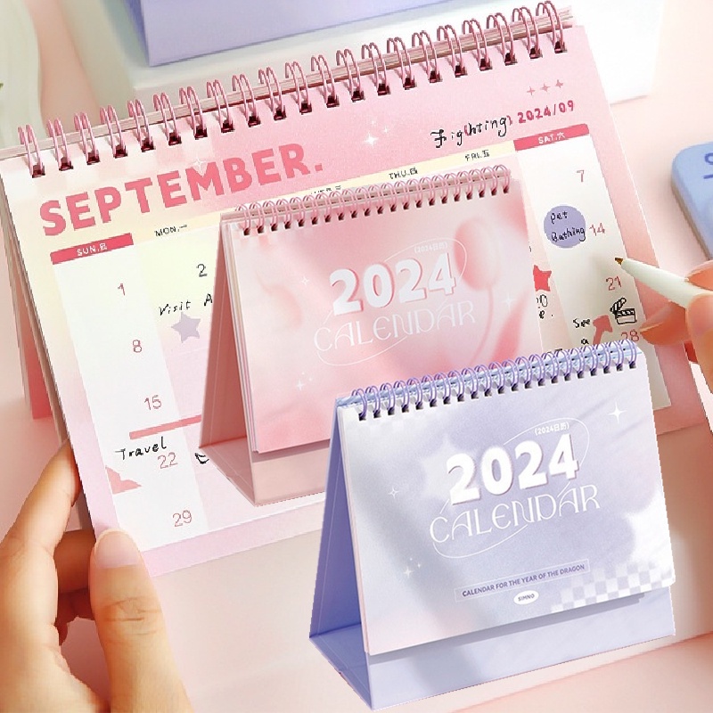 INS 2024 Desktop Calendar Portable Schedule Table Planner DIY Sticker
