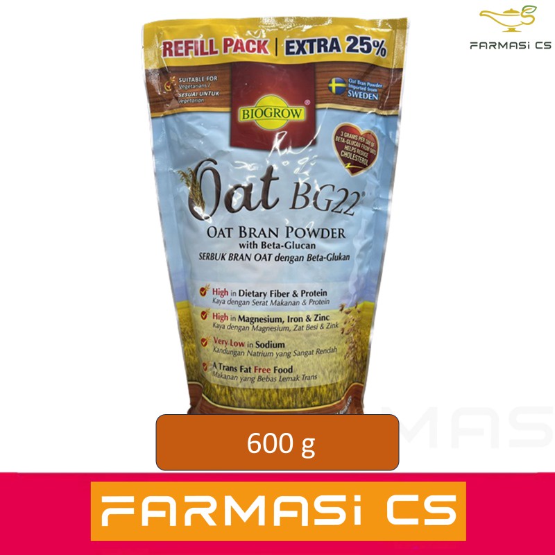 Biogrow Oat BG22 Bran Powder with BetaGlucan REFILL PACK EXP01/2026 [ BG 22 Beta Glucan