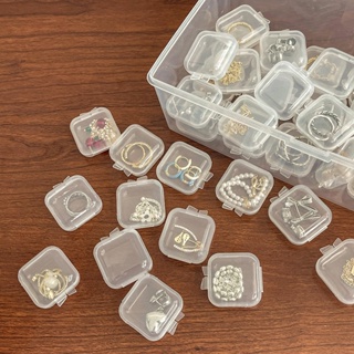 12Pcs Mini Boxes Square Transparent Plastic Box Jewelry Storage Case  Finishing Container Packaging Storage Box for Earrings Ring