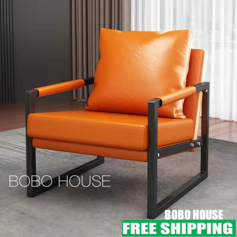 Nordic Fashion single sofa chair iron light luxury balcony sofa small single leisure sofa cafe