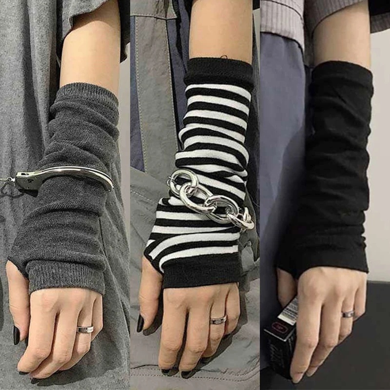 [Better For You] Y2k Punk Long Gloves Cuff For Women Men Fingerless