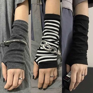 Dark Punk Y2K Millennial Half Finger Rock PU Gloves