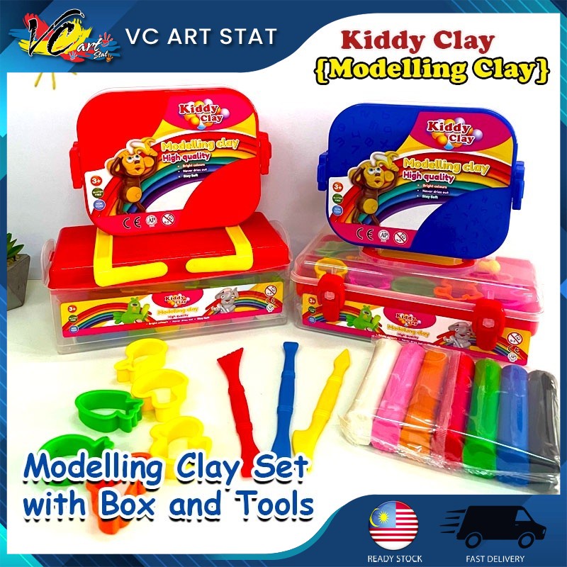 VC Art Kiddy Clay Modelling Clay Set + Mold Cutter-(BOX) Tanah Liat DIY ...
