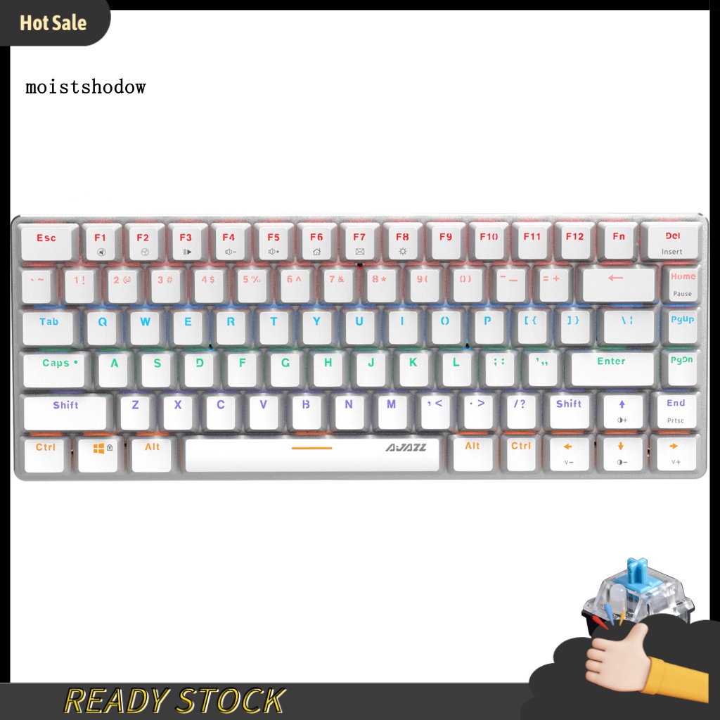 mw AJAZZ AK33 Mechanical Keyboard 82 Keys Black/Blue Switch High Sensitivity Gaming Keyboard