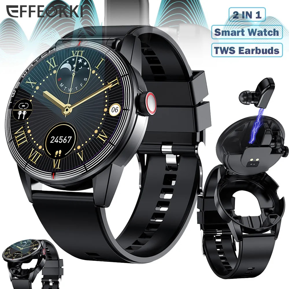 2 in 1 waterproof smart watch with best sale bluetooth earbuds