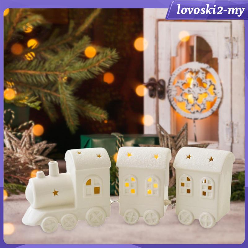 [LovoskiacMY] Light Up Christmas Train, Table Centerpiece Porcelain