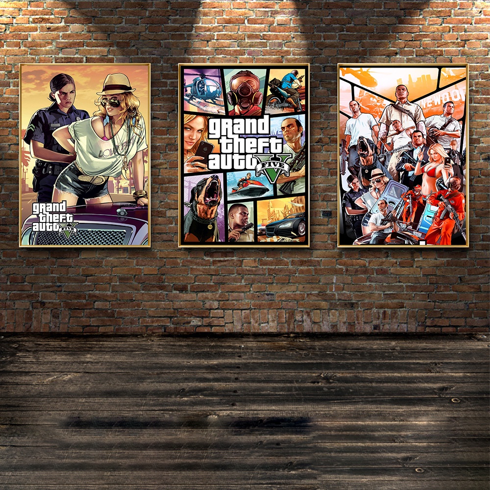 Grand Theft Auto 5 Game Art Retro Poster GTA 5 Mural living Picture ...