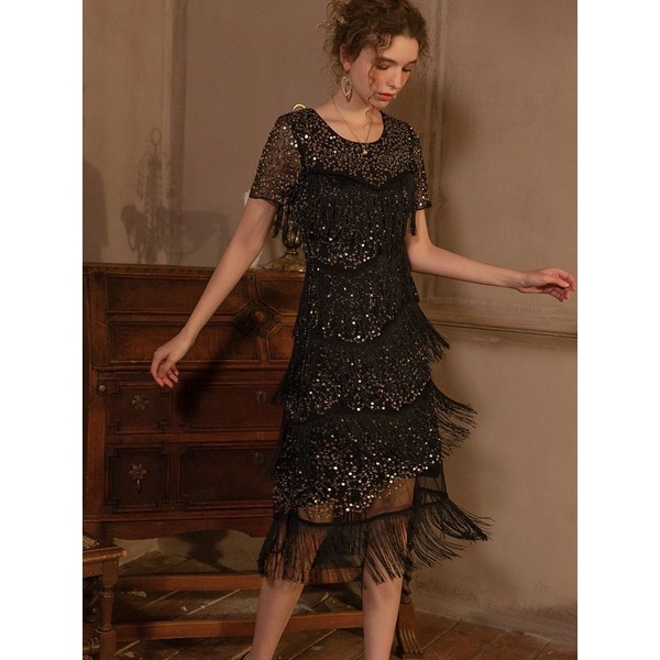 BABEYOND Women's 1920s Flapper Dress,Crew Neck Great Gatsby Fringe Dresses  with Sleeve for Formal/Party/Prom/Club/Wedding | Shopee Malaysia