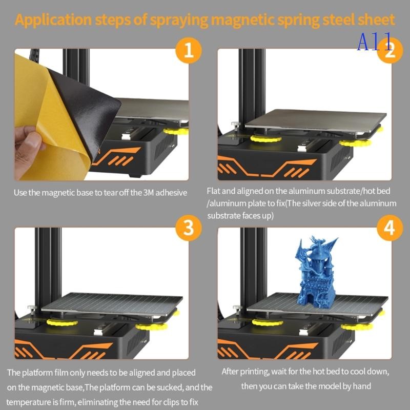 Fockety 3D Druck PEI Platte, 300 X 300 Mm, 3D Druck Magnetplatte für CR10, Glatte Kohlefaser PET strukturierte Flexible Beheizte Bettfederstahlblechplatte, Doppelseitige Magnetische
