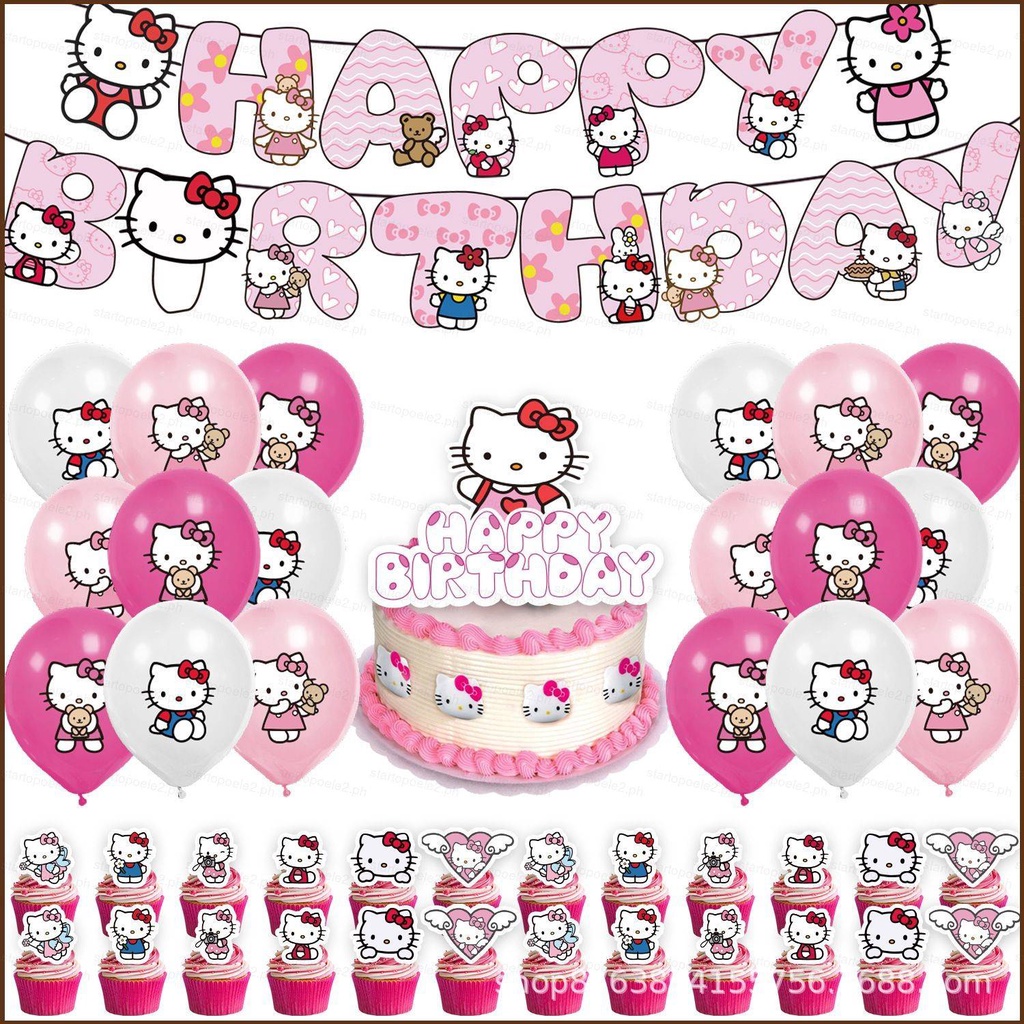 Kira Hello Kitty Sanrio theme kids birthday party decorations banner ...