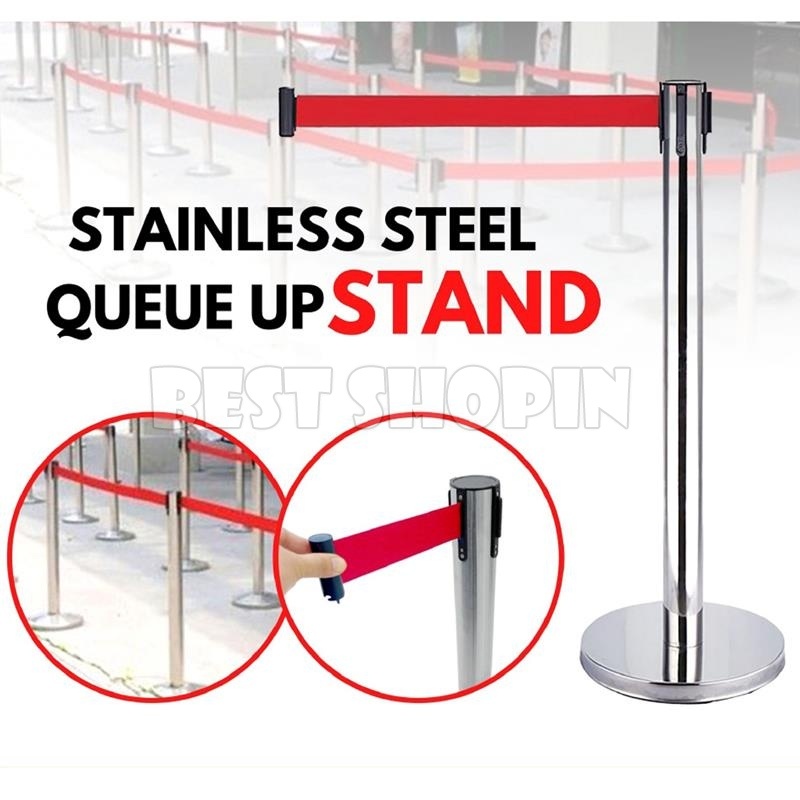 Heavy Duty Stainless Steel Queue Up Stand Retractable Belt Q-Up Pole ...