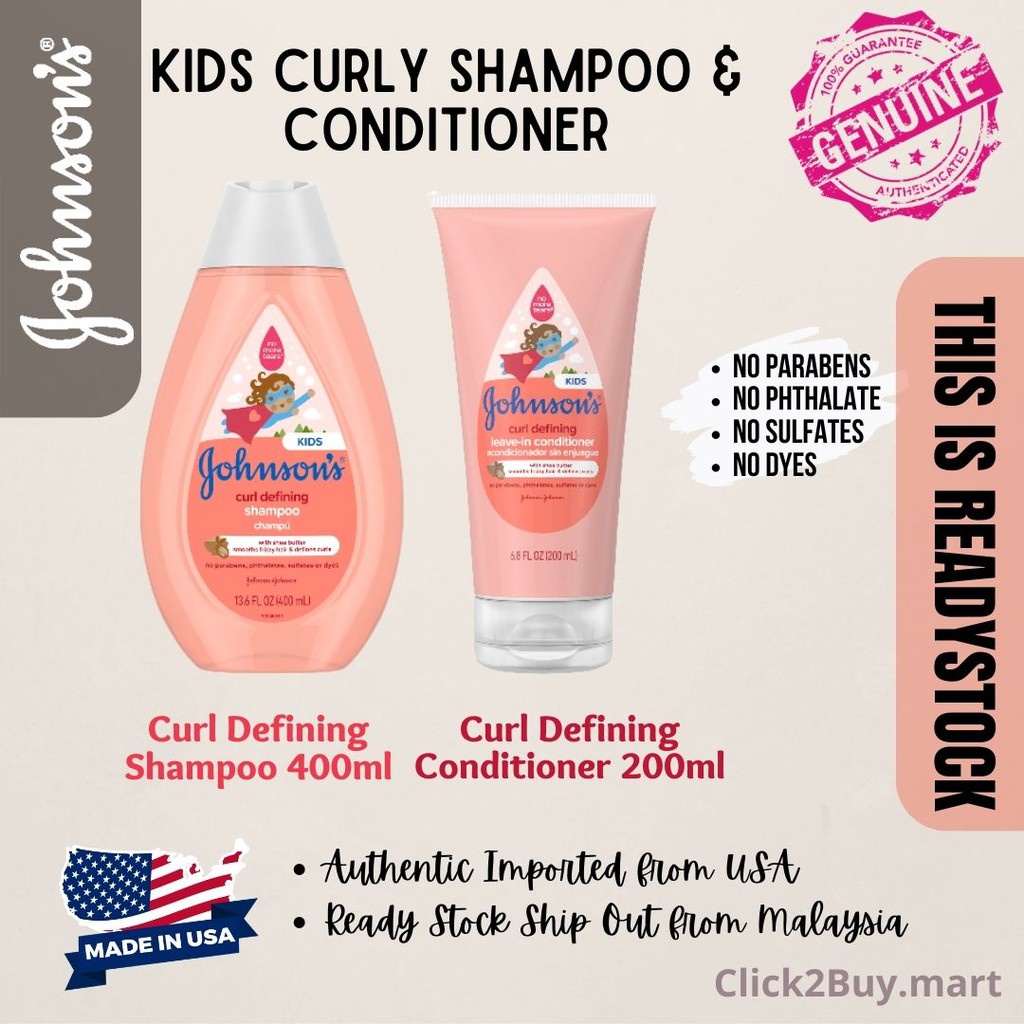 Johnson's Curl Defining Shampoo Curl and Conditioner Curl for Kids Rambut Kerinting 400ml/200ml