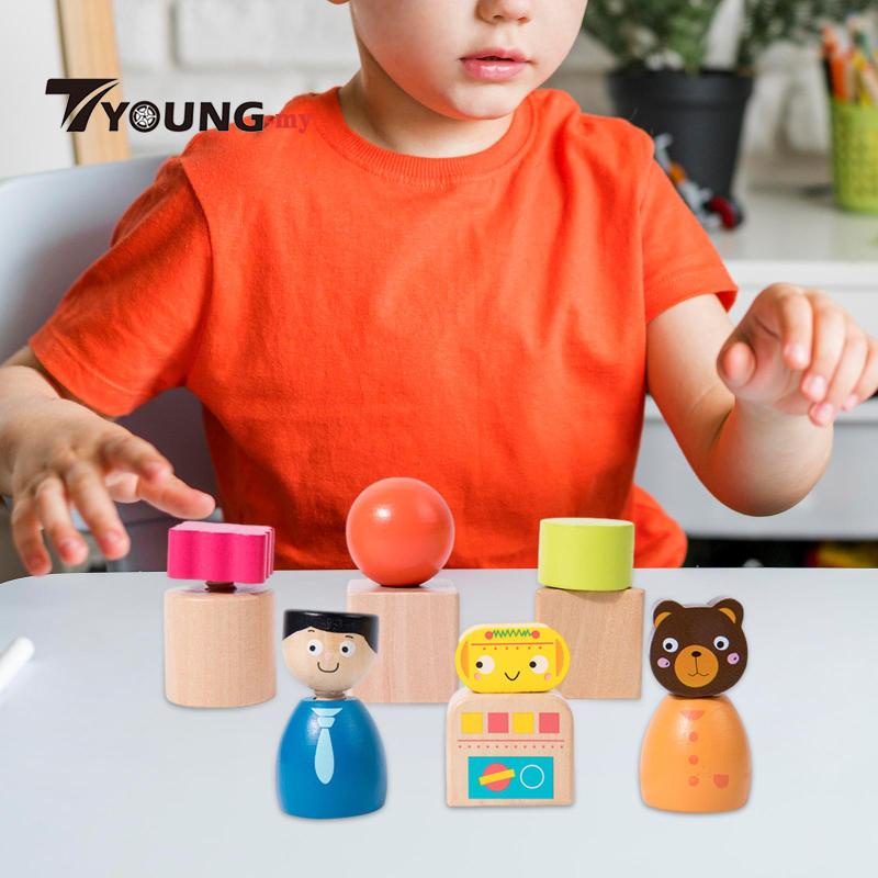 [ 6x Wooden Nuts and Bolts Toys Fine Motor Skills Loose Part Wooden