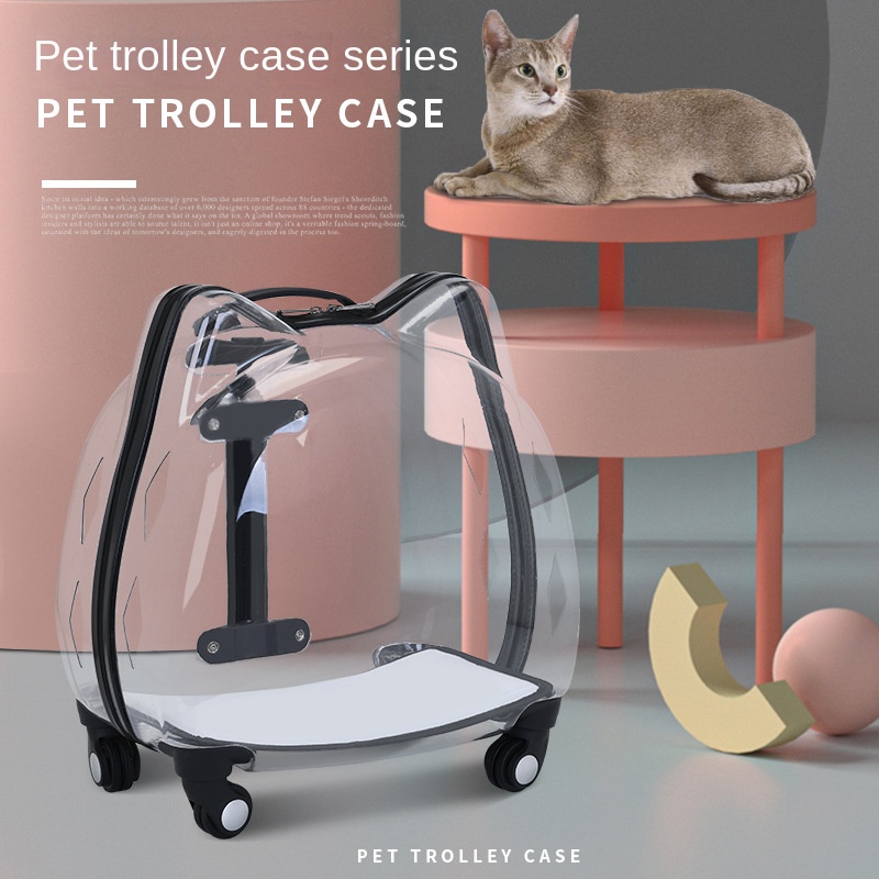 Cat Bag Trolley Case Pet Outgoing Portable with Bubble Box Transparent