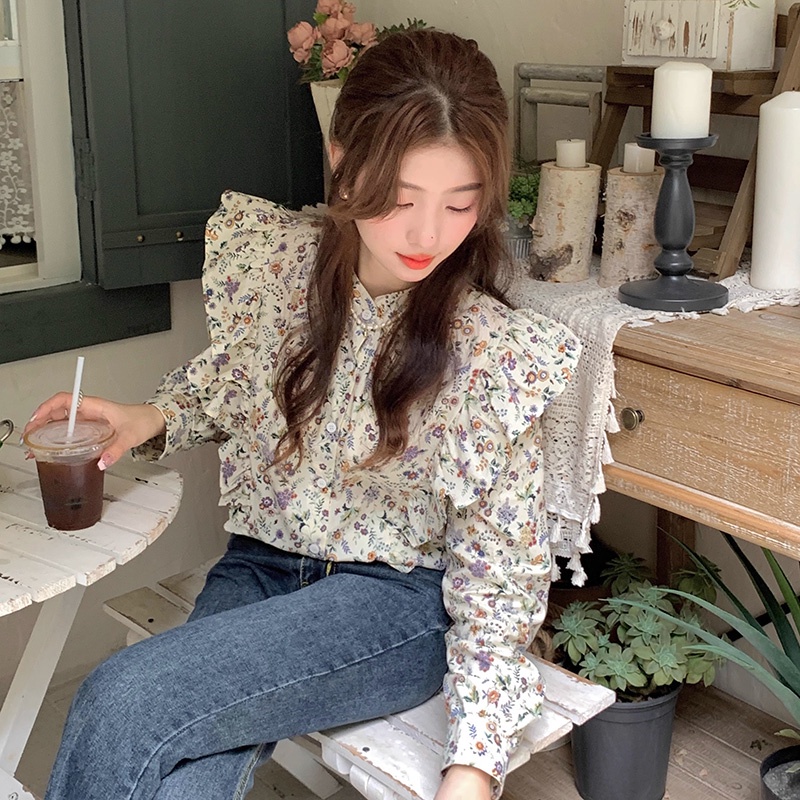 Korean floral blouse online