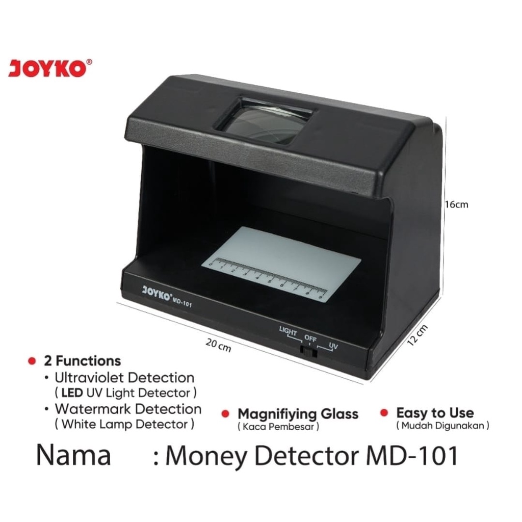 Joyko MD101 LED MONEY DETECTOR / FAKE RUPIAH MONEY DETECTOR / UV LAMP ...