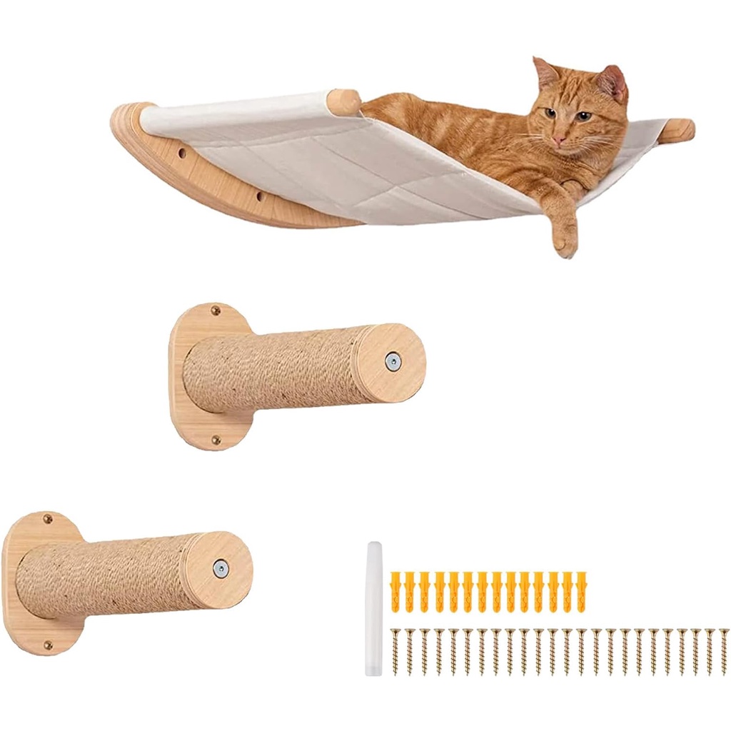 Cat Hammock Wall Mounted Cat Shelf with Two Steps Cat Wall Shelves