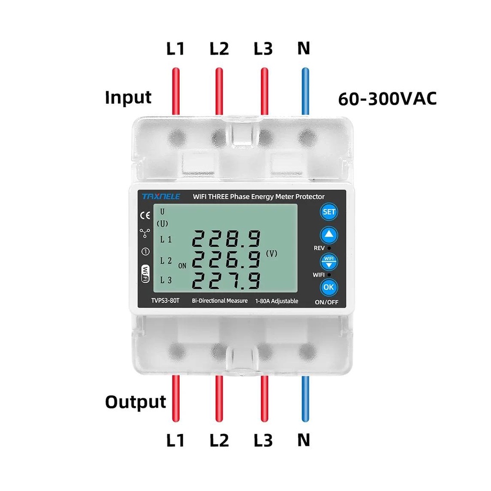 3 phase 380V Tuya WIFI Smart Bidirectional Energy Meter Over Under ...