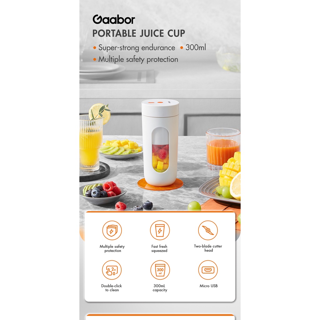 Gaabor Juicer Cordless Juice N Go Portable Mini (300ml) GFM40A/FP3E