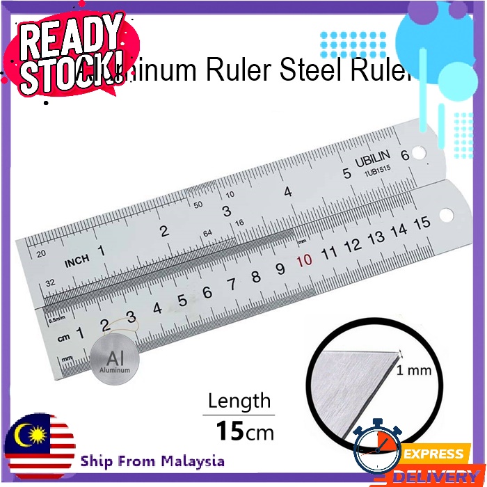 [MARCH MORE] Aluminum Ruler Steel Ruler 15cm High Precision Measuring ...