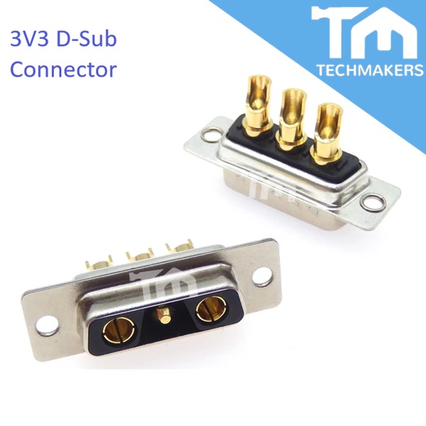 1PC 3V3 30A Gold Plated Female High Current Connector D-SUB Adapter Solder Type 3pin Plug Socket Welding DB3