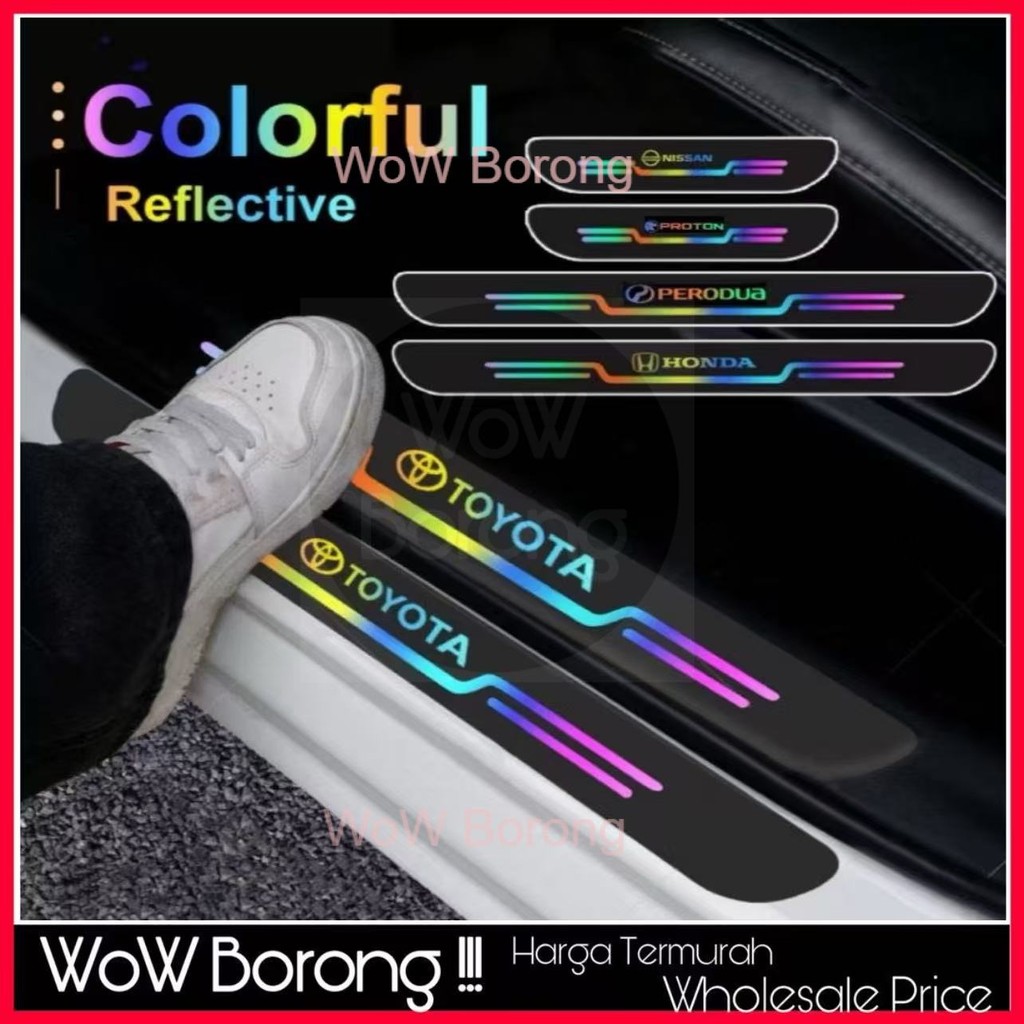 Colorful Reflective Laser Car Door Sill Protector Stickers Threshold ...