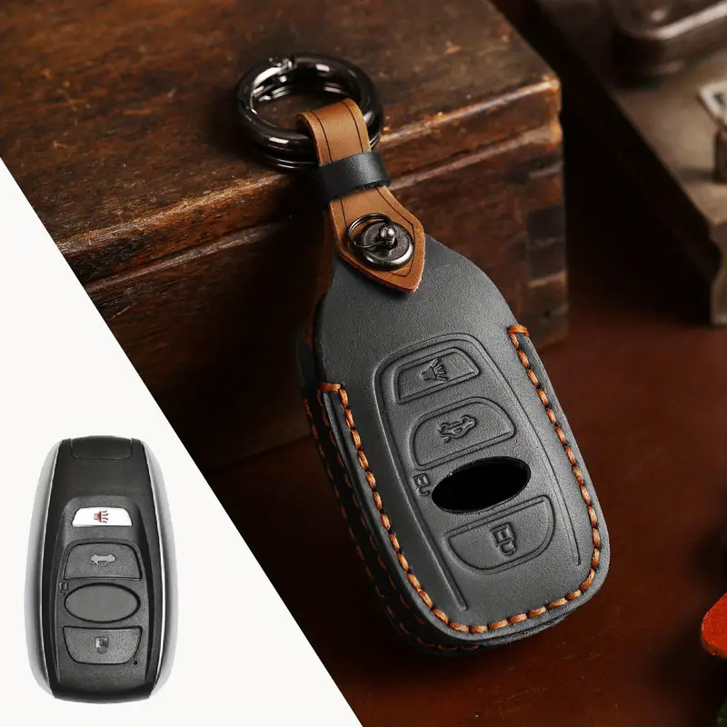 HIBEYO Leather Key Fob Cover For Subaru Outback Ascent Forester