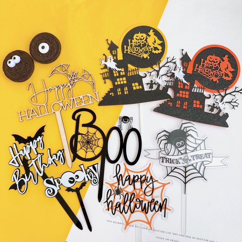 26 Pièces Halloween Cupcake Toppers,Insert à Gâteau Halloween