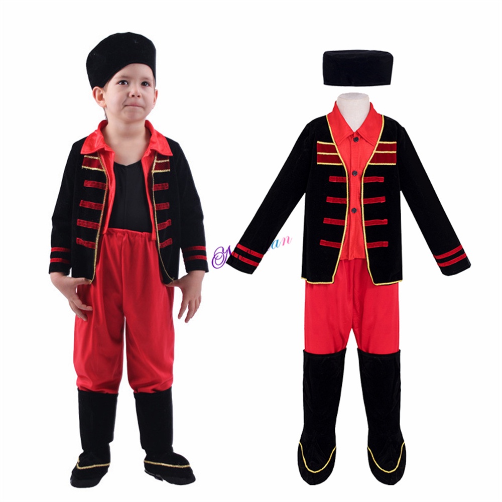 Russian Boy Costume Europe National Suit Birthday Party Drama Stage