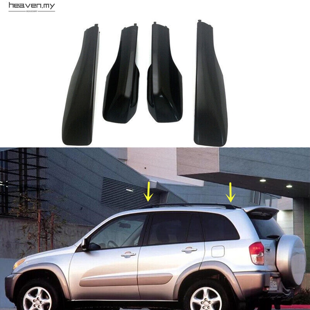 LUC Black Roof Rack End Cover Set For Hyundai Tucson 2004-2008 - 8 Pieces, Waterproof Plastic